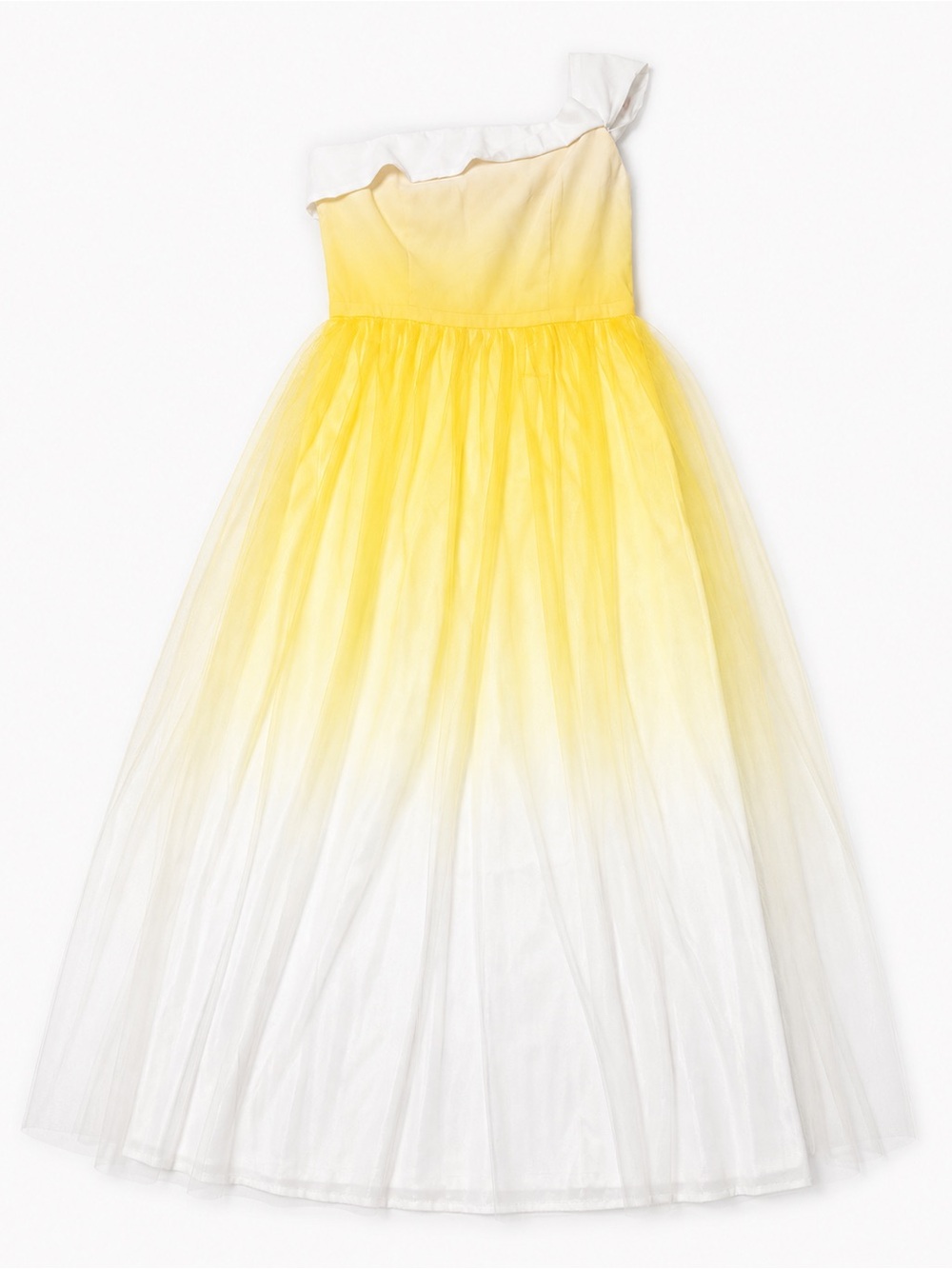 Chi Chi London Yellow Ombre One Shoulder Tulle Maxi Dress UK16 US12